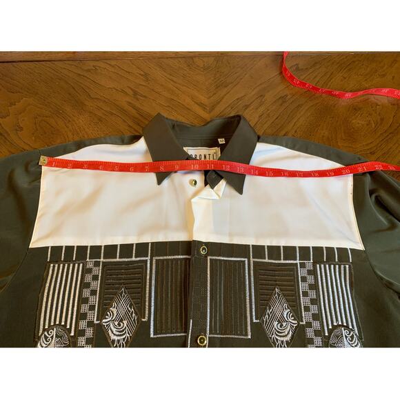 Pronti Collection By Phita Embroidered Button Up Blouse Dark Green Size M - Picture 9 of 10